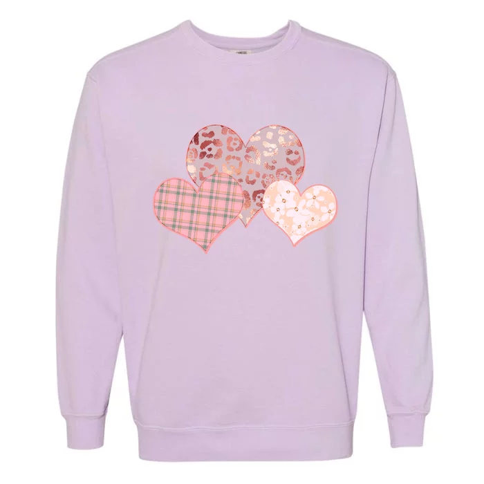 Stylish Pattern Hearts Garment-Dyed Sweatshirt