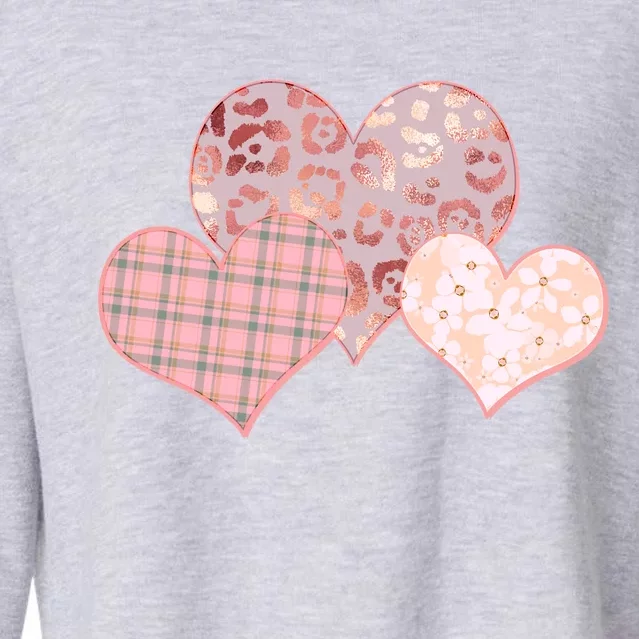 Stylish Pattern Hearts Cropped Pullover Crew