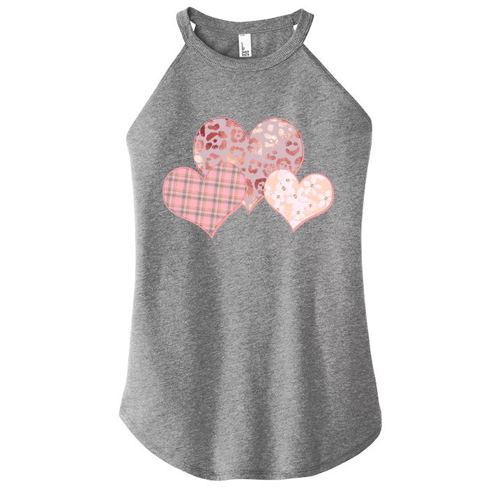 Stylish Pattern Hearts Women’s Perfect Tri Rocker Tank