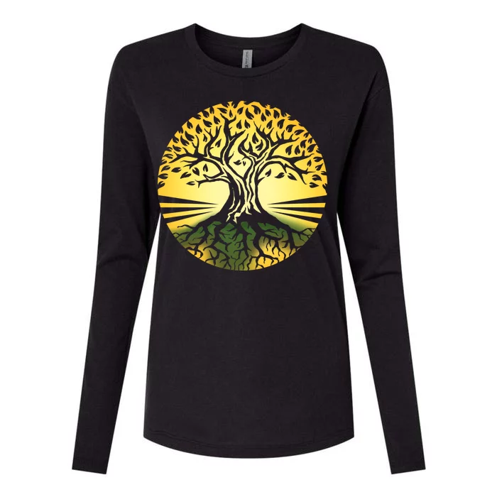 Stylized Druid Tree Womens Cotton Relaxed Long Sleeve T-Shirt