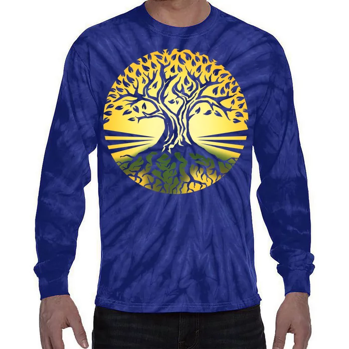 Stylized Druid Tree Tie-Dye Long Sleeve Shirt