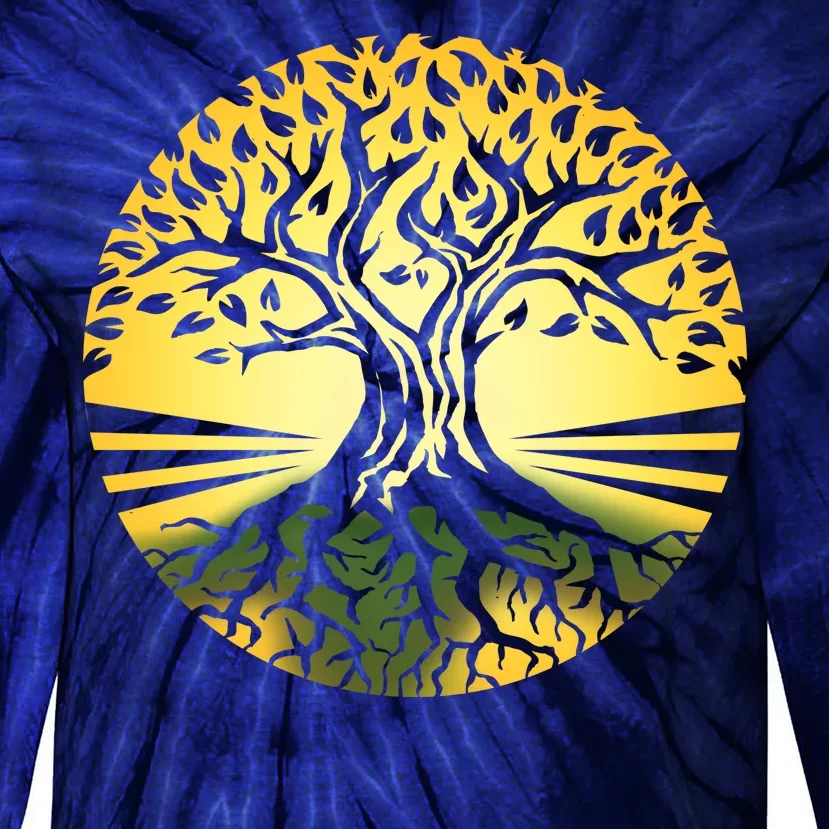 Stylized Druid Tree Tie-Dye Long Sleeve Shirt