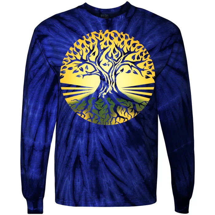 Stylized Druid Tree Tie-Dye Long Sleeve Shirt