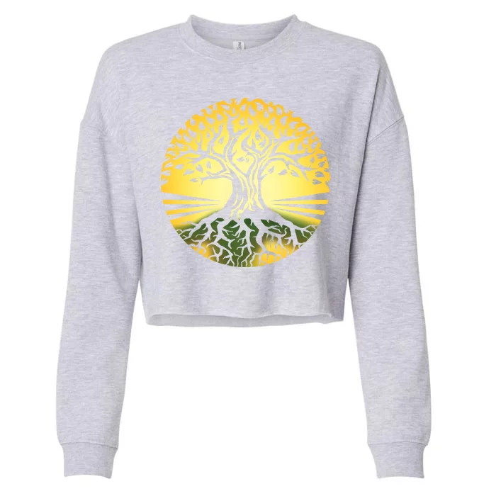 Stylized Druid Tree Cropped Pullover Crew