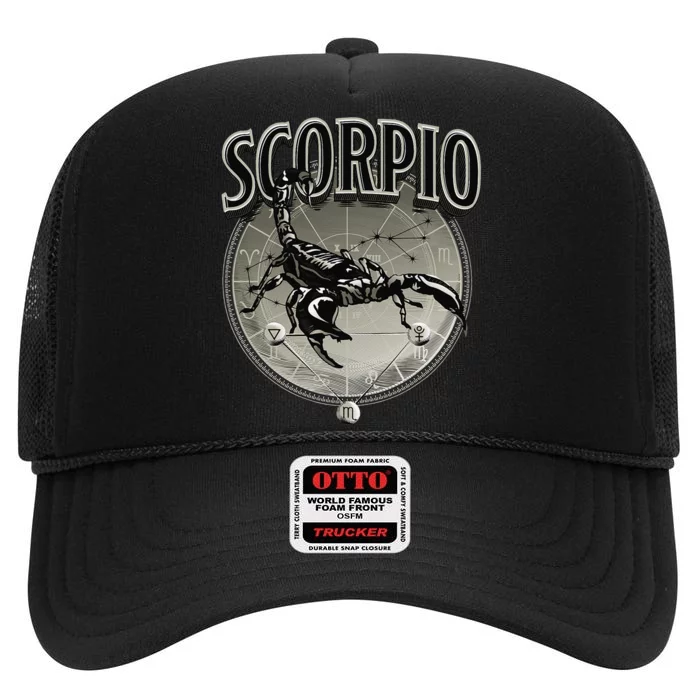 Scorpio Tee Zodiac Sign Scorpio High Crown Mesh Trucker Hat