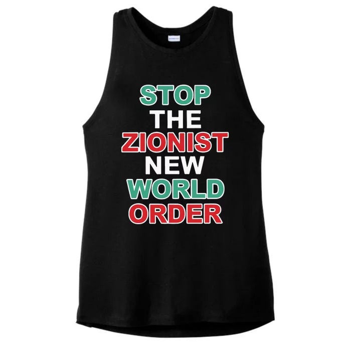 Stop The Zionist New World Order Ladies Tri-Blend Wicking Tank