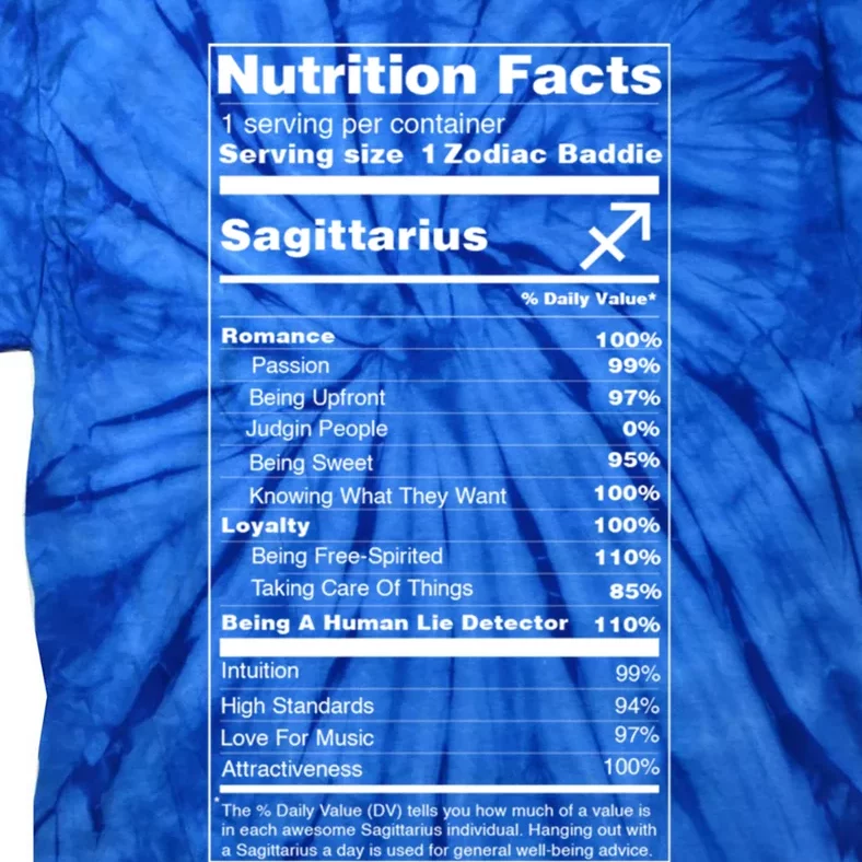 Sagittarius Tee Zodiac Sign Nutrition Facts Gift Tie-Dye T-Shirt