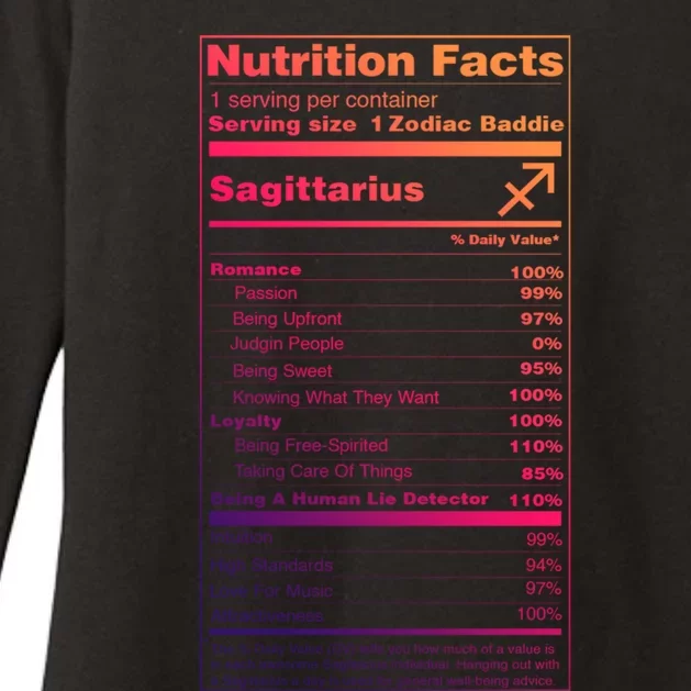 Sagittarius Tee Zodiac Sign Nutrition Facts Cool Gift Womens CVC Long Sleeve Shirt