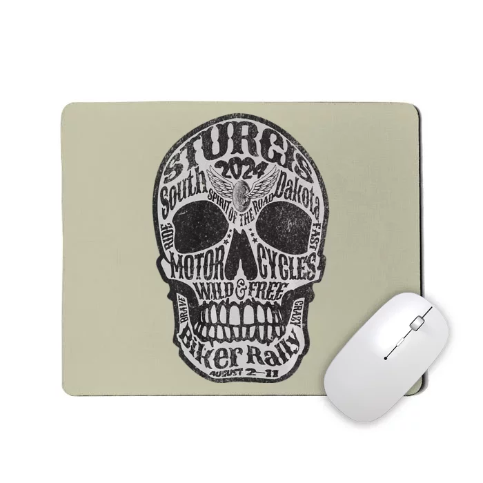 Sturgis Usa 2024 Skull Front Back South Dakota Biker Premium Mousepad