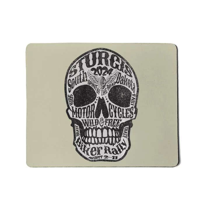 Sturgis Usa 2024 Skull Front Back South Dakota Biker Premium Mousepad