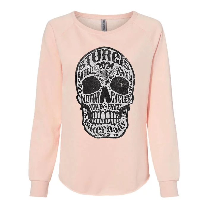 Sturgis Usa 2024 Skull South Dakota Womens California Wash Sweatshirt