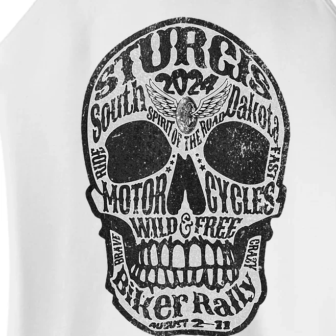 Sturgis Usa 2024 Skull South Dakota Women’s Perfect Tri Rocker Tank