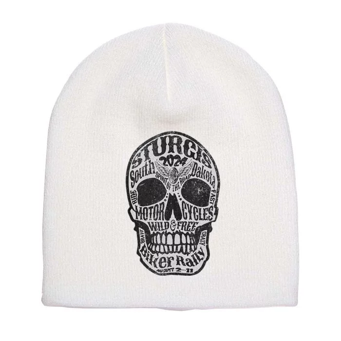 Sturgis Usa 2024 Skull South Dakota Short Acrylic Beanie