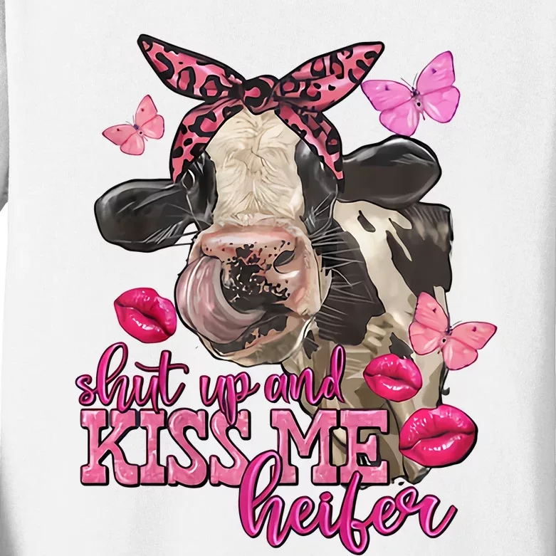 Shut Up And Heifer Cow Valentine's Day Couple Valentine Kids Long Sleeve Shirt