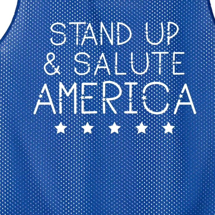 Stand Up And Salute America Support American Veterans Gift Mesh Reversible Basketball Jersey Tank