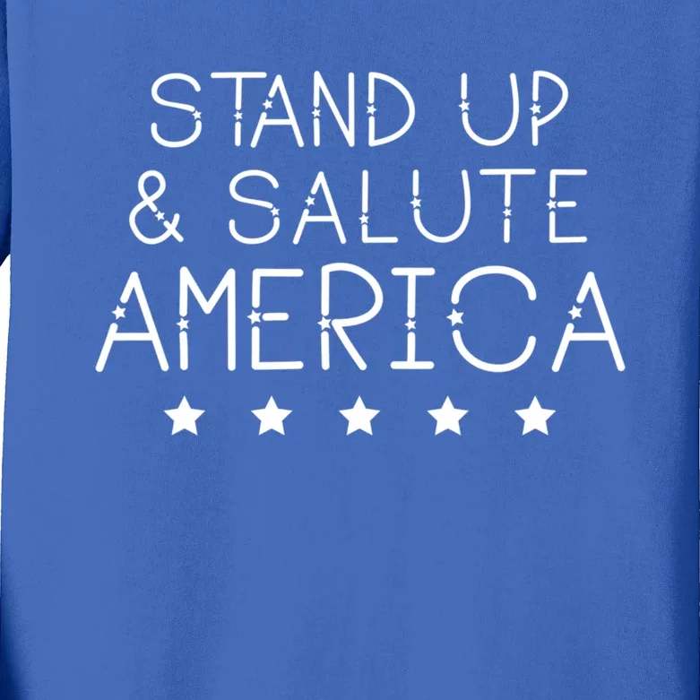 Stand Up And Salute America Support American Veterans Gift Kids Long Sleeve Shirt