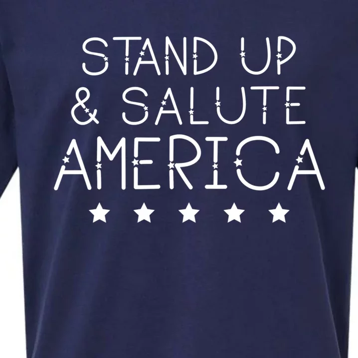 Stand Up And Salute America Support American Veterans Gift Sueded Cloud Jersey T-Shirt