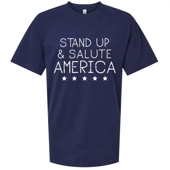 Stand Up And Salute America Support American Veterans Gift Sueded Cloud Jersey T-Shirt