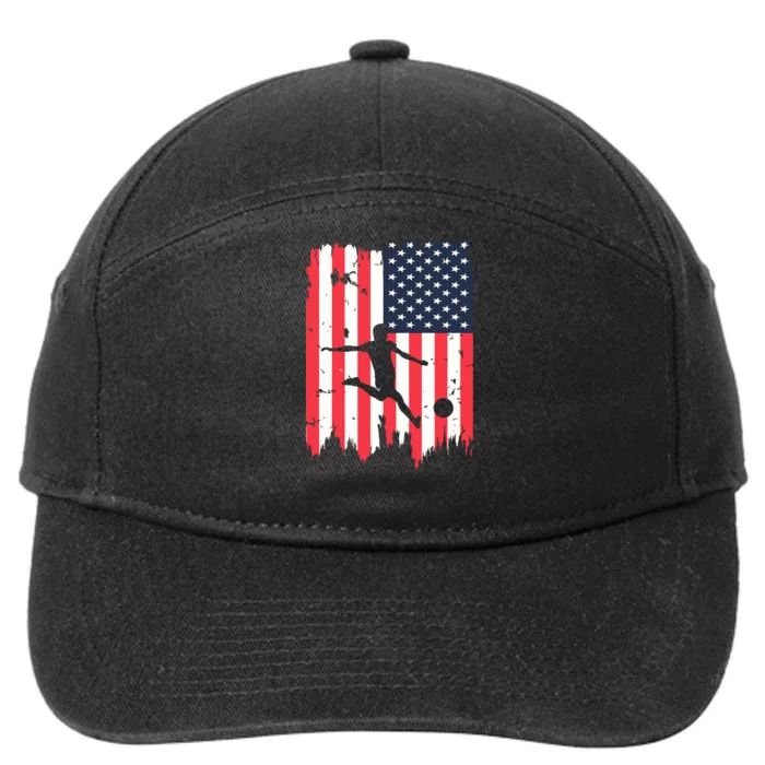 Soccer Usa American Flag 4th Of July Patriotic Sports 7-Panel Snapback Hat