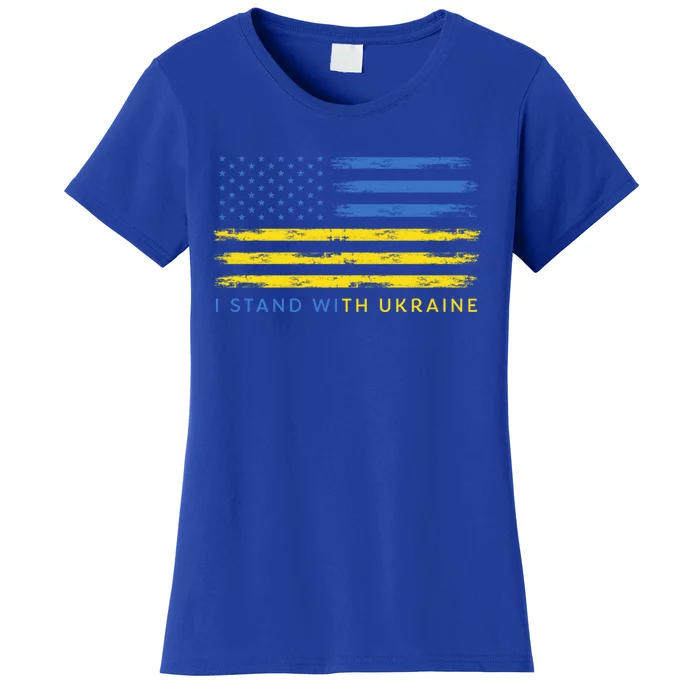 Support Ukrainian American Flag I Stand With Ukraine Meaningful Gift Women's T-Shirt