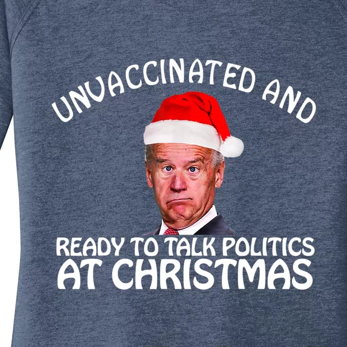 Santa Unvaccinated And Ready To Talk Politics At Christmas Women's Perfect Tri Tunic Long Sleeve Shirt