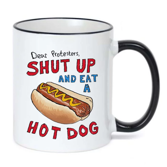 Shut Up And Eat A Hot Dog Funny 4th Of July Design Black Color Changing Mug