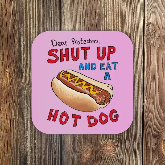 Shut Up And Eat A Hot Dog Funny 4th Of July Design Coaster