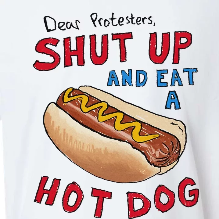 Shut Up And Eat A Hot Dog Funny 4th Of July Design Sueded Cloud Jersey T-Shirt