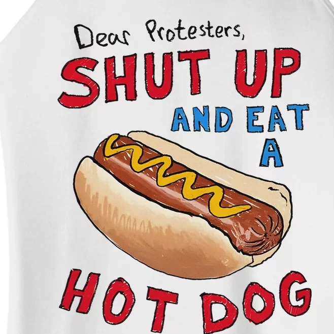 Shut Up And Eat A Hot Dog Funny 4th Of July Design Women’s Perfect Tri Rocker Tank