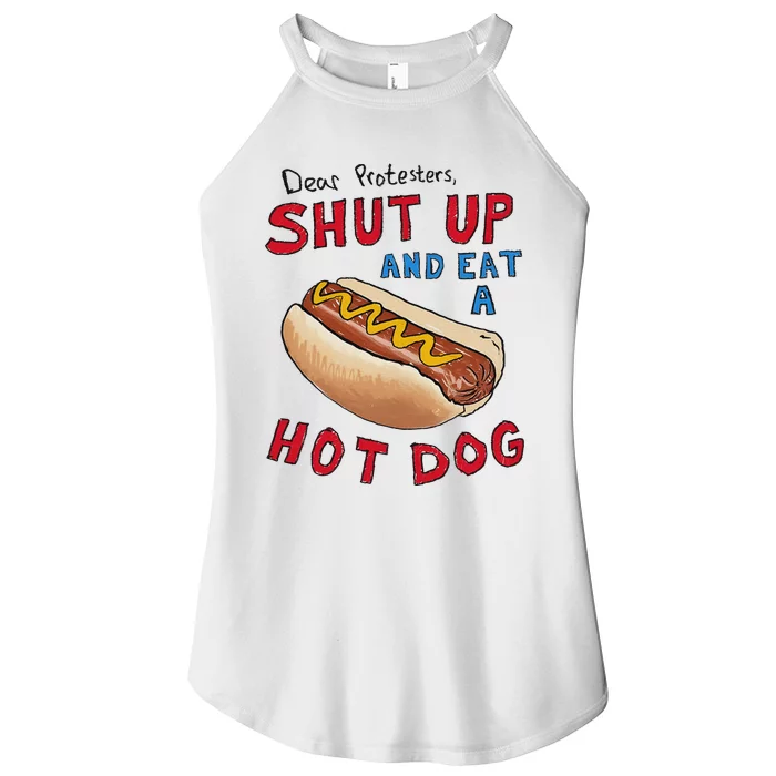 Shut Up And Eat A Hot Dog Funny 4th Of July Design Women’s Perfect Tri Rocker Tank