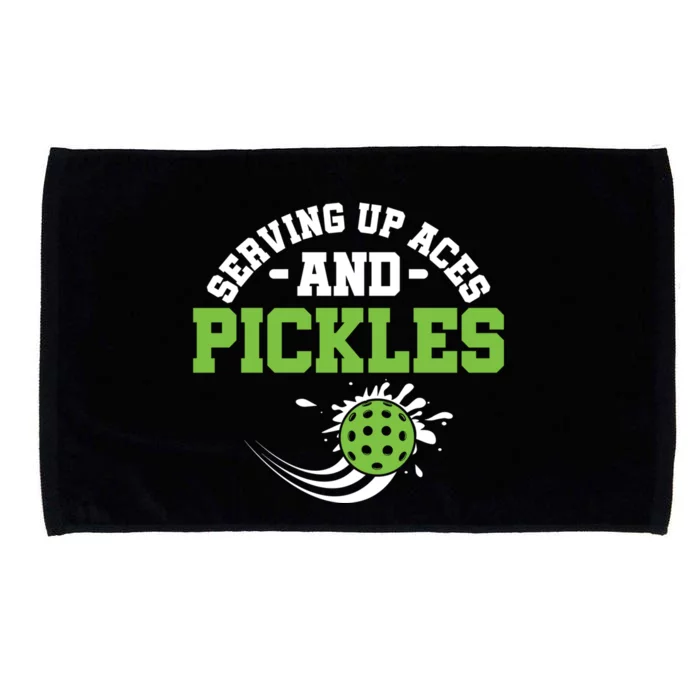 Serving Up Aces And Pickles Pickleball Player Dink Funny Gift Microfiber Hand Towel