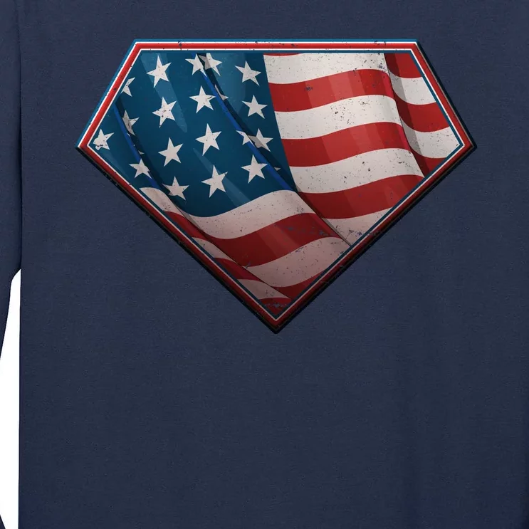 Super USA American Flag Tall Long Sleeve T-Shirt