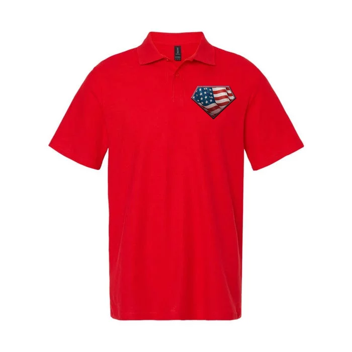 Super USA American Flag Softstyle Adult Sport Polo