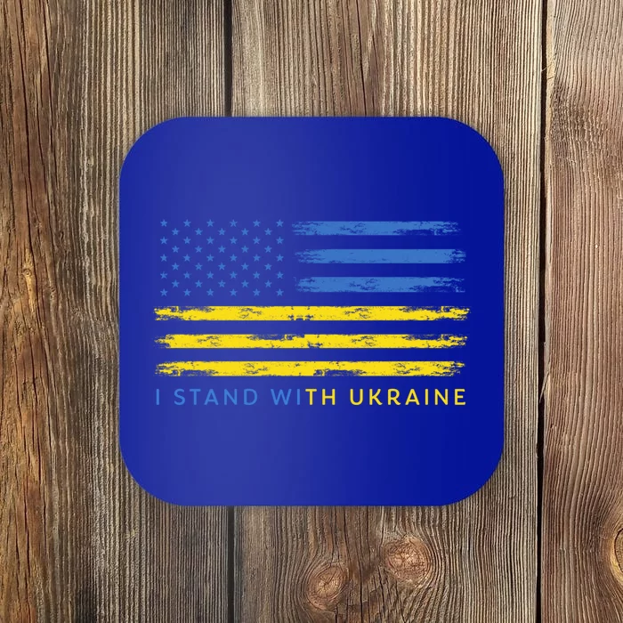 Support Ukrainian American Flag I Stand With Ukraine Gift Coaster