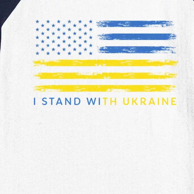 Support Ukrainian American Flag I Stand With Ukraine Gift Baseball Sleeve Shirt