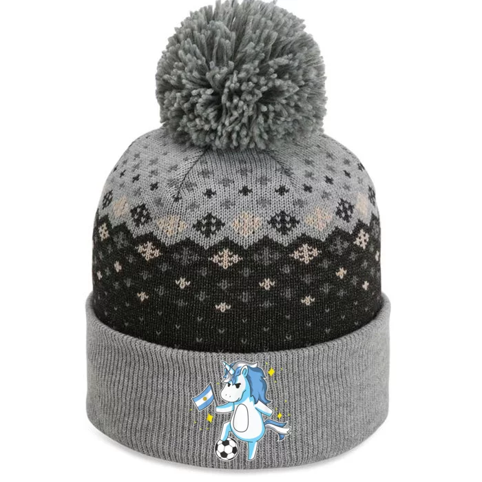 Soccer Unicorn Argentina Jersey Gift Argentinian Football The Baniff Cuffed Pom Beanie