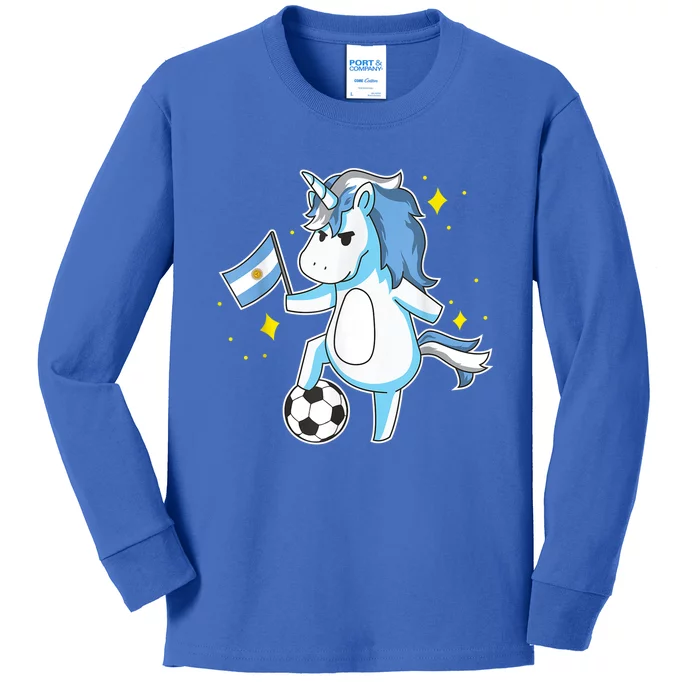 Soccer Unicorn Argentina Jersey Gift Argentinian Football Kids Long Sleeve Shirt