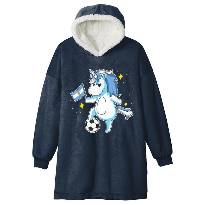 Soccer Unicorn Argentina Jersey Gift Argentinian Football Hooded Wearable Blanket