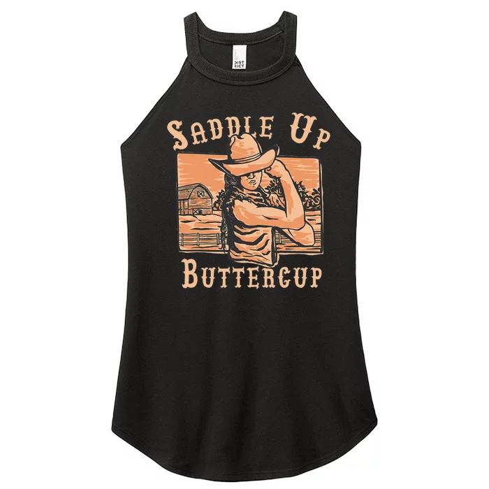 Saddle Up Buttercup Rodeo Girl Funny Cowgirl Cowboy Women’s Perfect Tri Rocker Tank