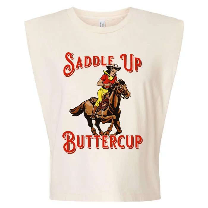 Saddle Up Buttercup Vintage Cow Cow Southern Western Garment-Dyed Women's Muscle Tee