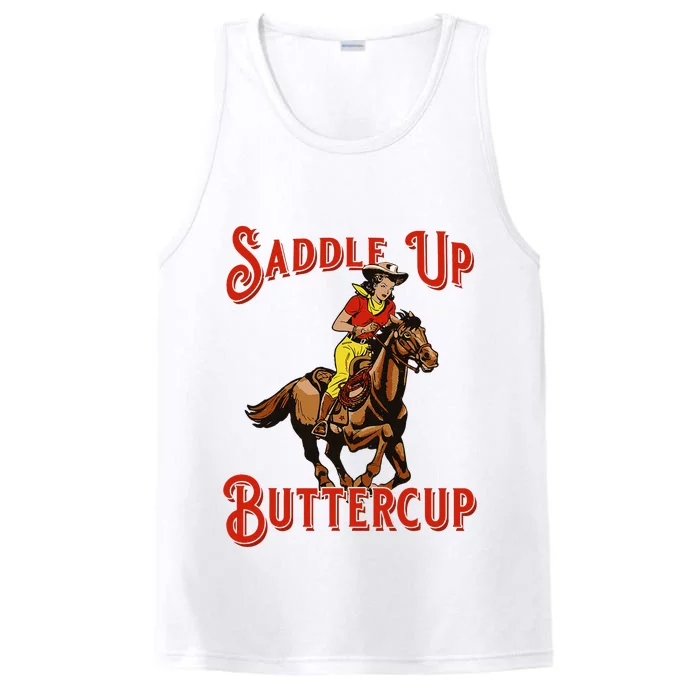 Saddle Up Buttercup Vintage Cow Cow Southern Western Performance Tank