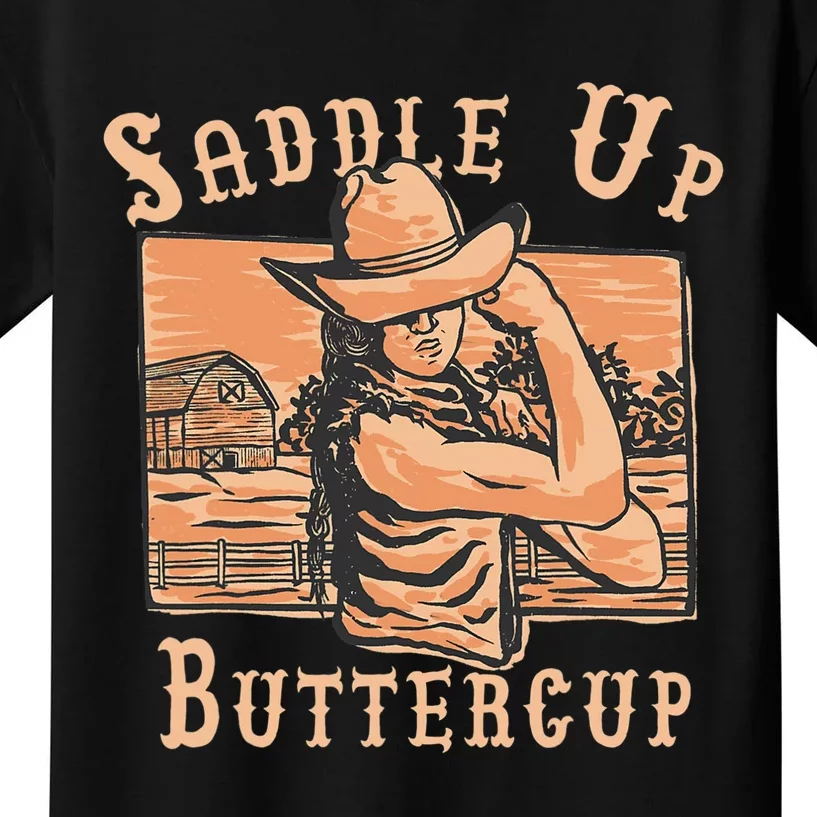 Saddle Up Buttercup Rodeo Girl Funny Cowgirl Cowboy Kids T-Shirt