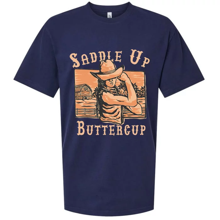 Saddle Up Buttercup Rodeo Girl Funny Cowgirl Cowboy Sueded Cloud Jersey T-Shirt