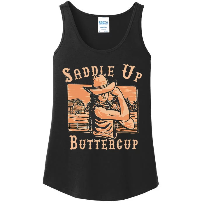 Saddle Up Buttercup Rodeo Girl Cowgirl Cowboy Ladies Essential Tank