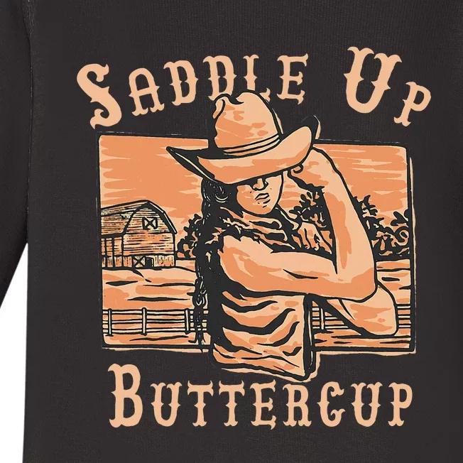 Saddle Up Buttercup Rodeo Girl Cowgirl Cowboy Baby Long Sleeve Bodysuit