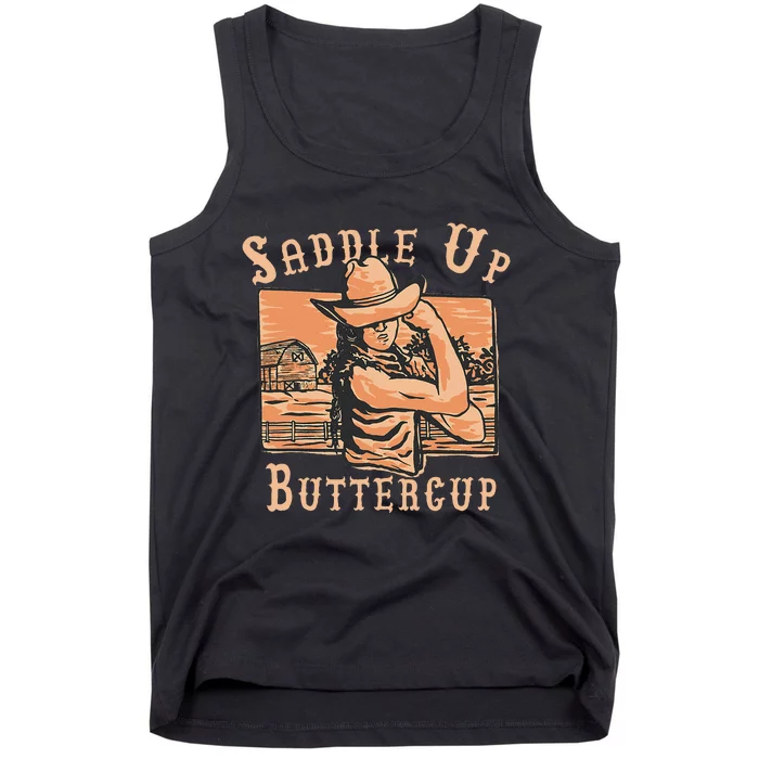 Saddle Up Buttercup Rodeo Girl Cowgirl Cowboy Tank Top