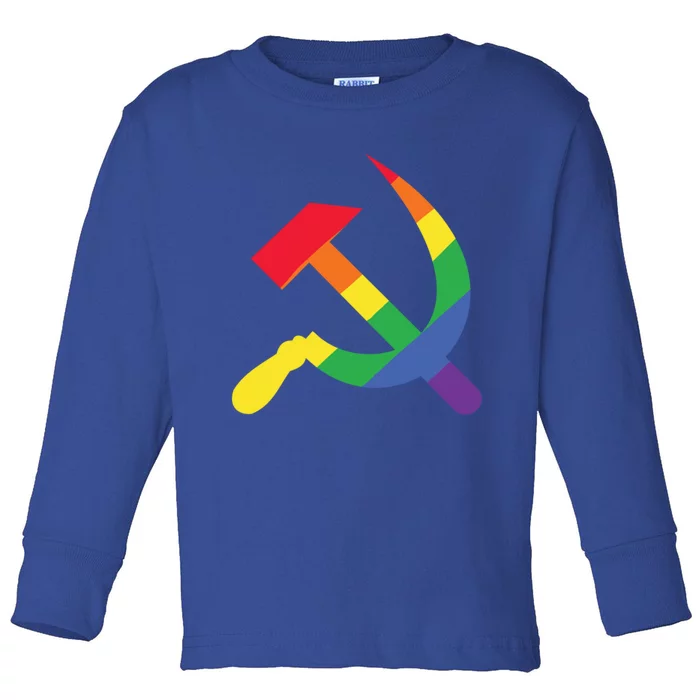 Soviet Union Communist Flag Hammer And Sickle Lgbtq Rainbow Gift Toddler Long Sleeve Shirt