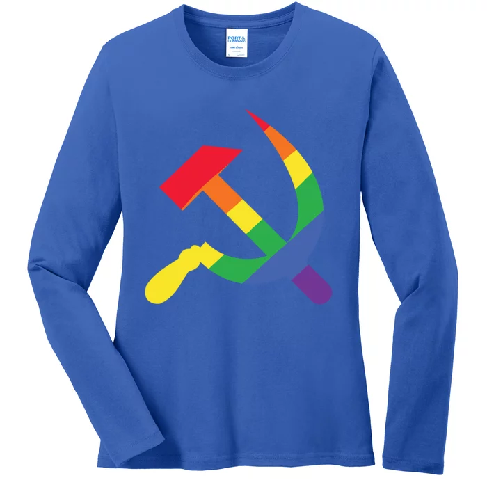 Soviet Union Communist Flag Hammer And Sickle Lgbtq Rainbow Gift Ladies Long Sleeve Shirt