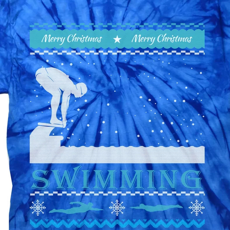 Swimming Ugly Christmas Sweater For Swimmer Cool Gift Tie-Dye T-Shirt