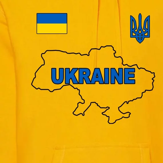 Support Ukraine Country Map Premium Hoodie